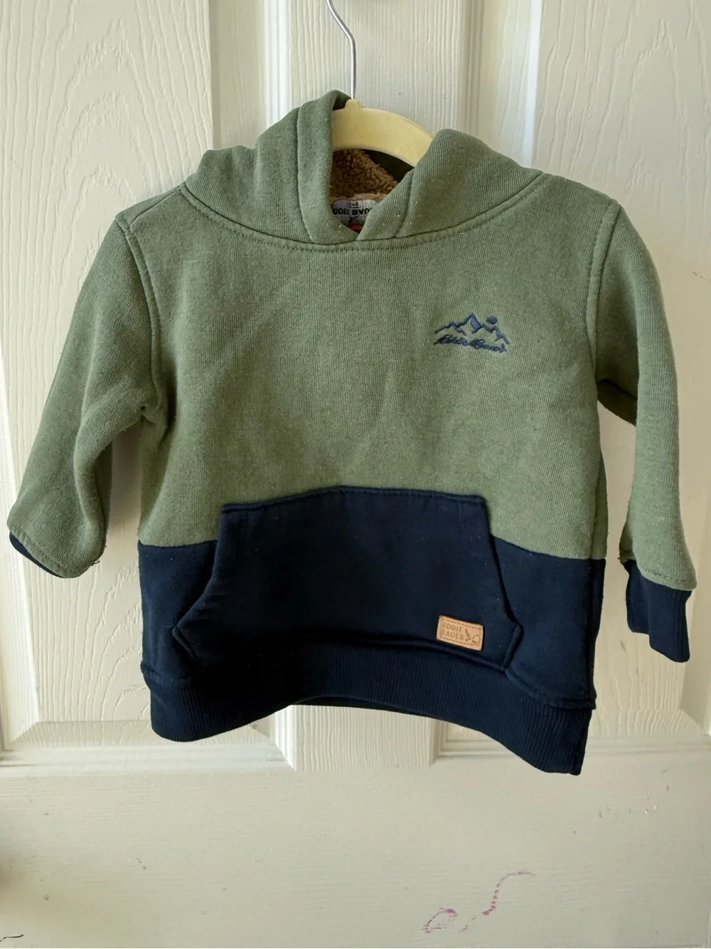 Eddie Bauer Kids Sherpa Lined Colorblock Hoodie 18M Green Navy
